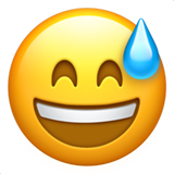 Grinsendes Gesicht mit Schweiß Emoji